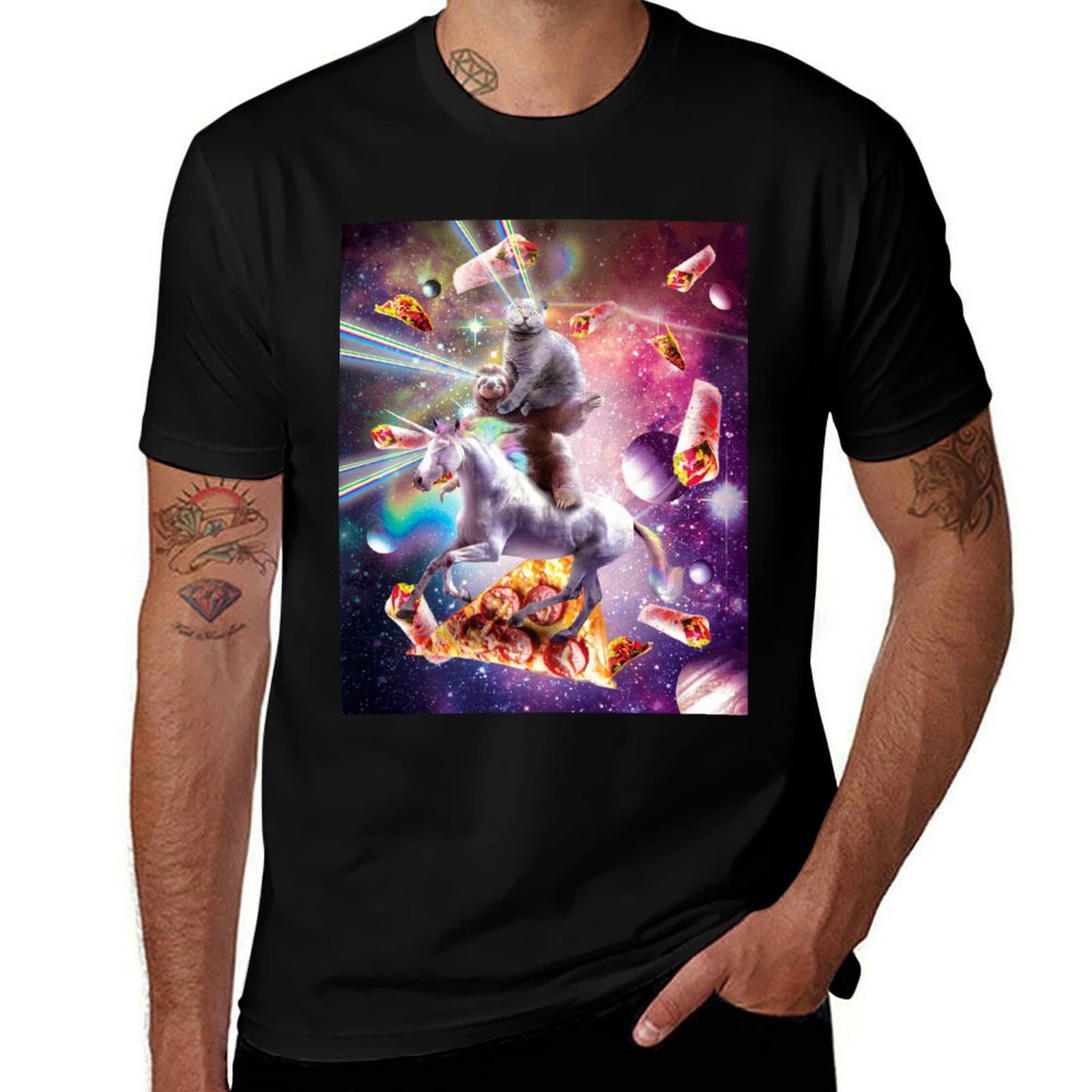 Industrial Laser Printing - Koszulka Laser Eyes Space Cat On