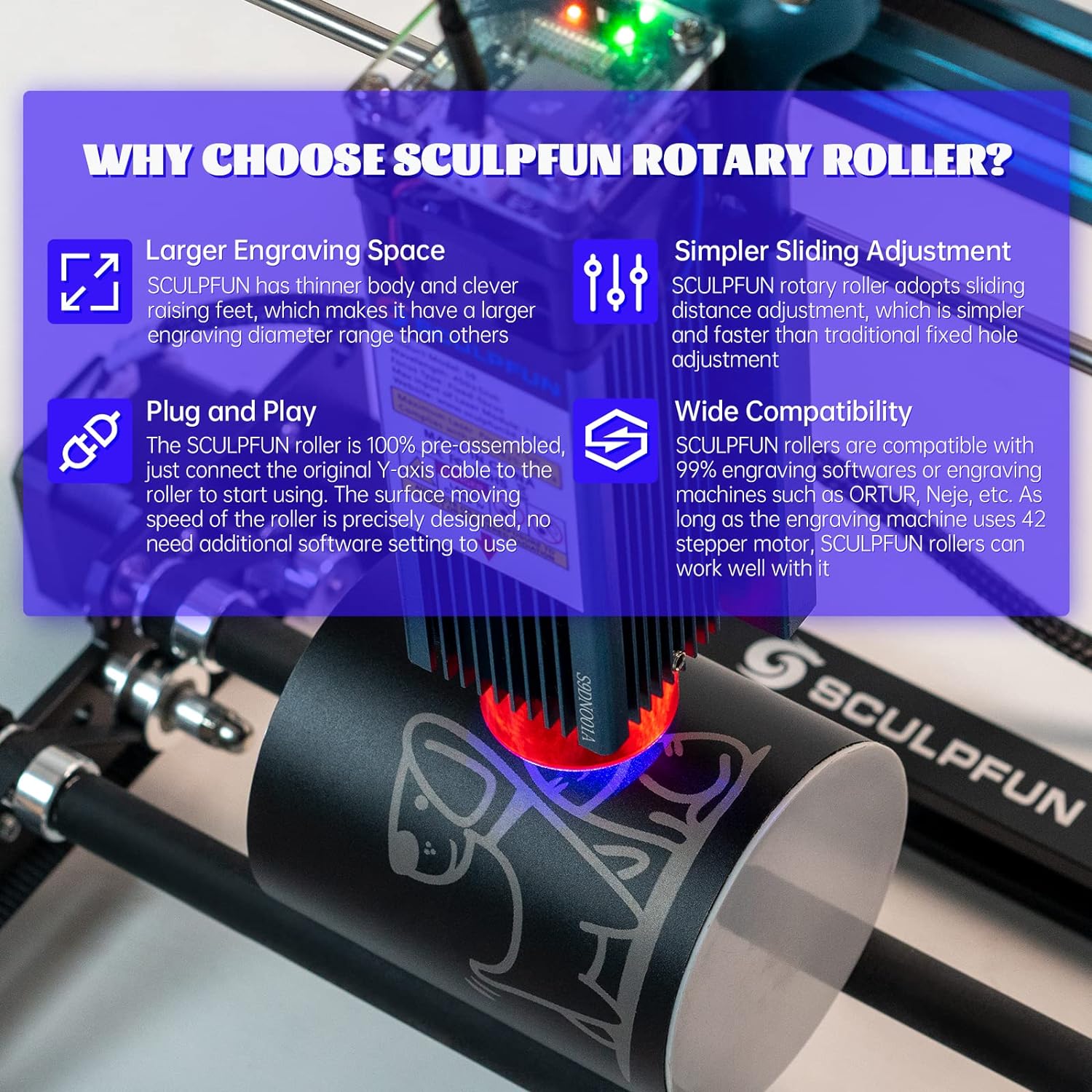 SCULPFUN Laserowy wałek obroto – Rotary Axis Laser Engraver recenzja i cena