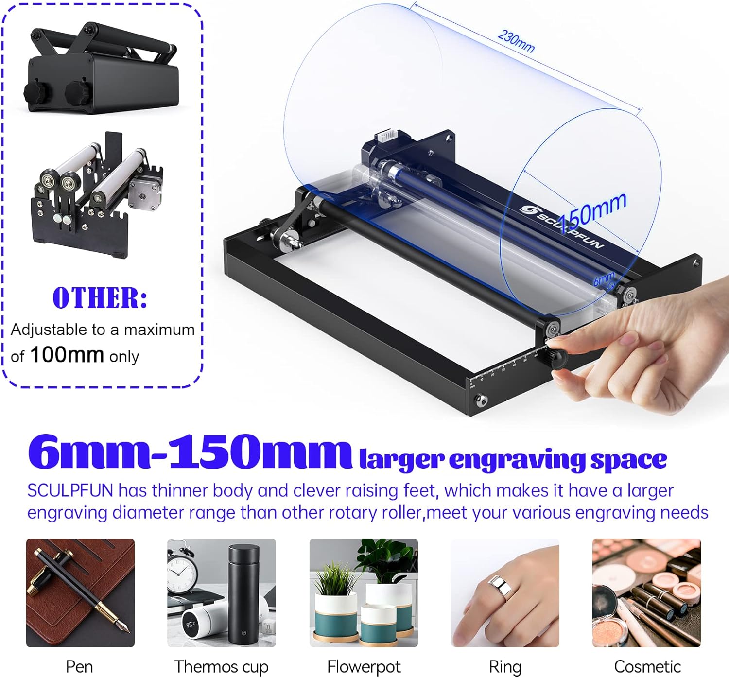 SCULPFUN Laserowy wałek obroto – Rotary Axis Laser Engraver recenzja i cena