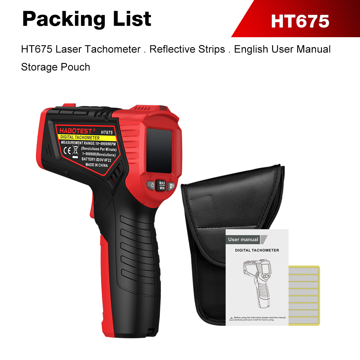 HABOTEST HT675 Bezkontaktowy L – Industrial Laser Tachometer recenzja i cena